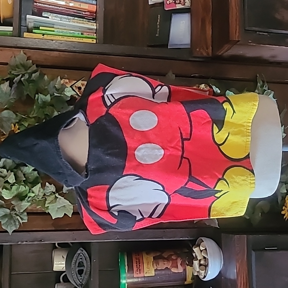 Disney Mickey Mouse Red Black Yellow Hooded Kids Swim Coverup